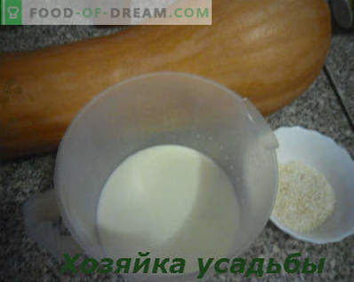 Pompoenpap koken in melk, stap voor stap recept met een foto