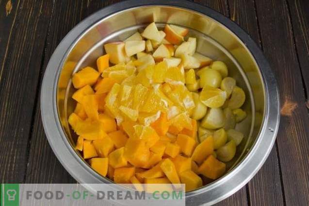 Jabolčni buča s fizalisom, jabolki in pomarančo
