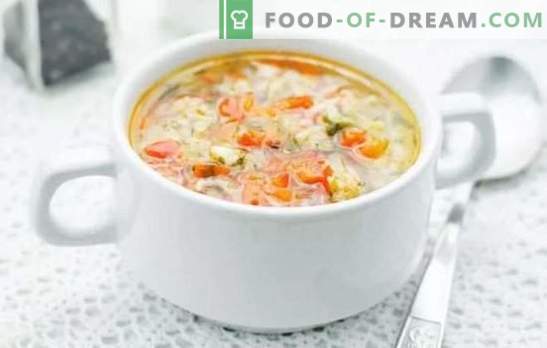 Rice Soup - Korak za korakom recepti za okusen obrok. Kuhanje juh z rižem, korak za korakom, pri piščancu, mesu, morski hrani