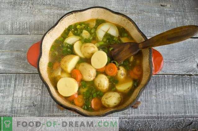 Пилешка супа от гулаш с нови картофи и зелен лук