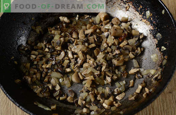 Solata z gobami in piščancem: predjed in polna glavna jed. Postopek foto recepta za krepko solato piščančjega fileja, gob in sira