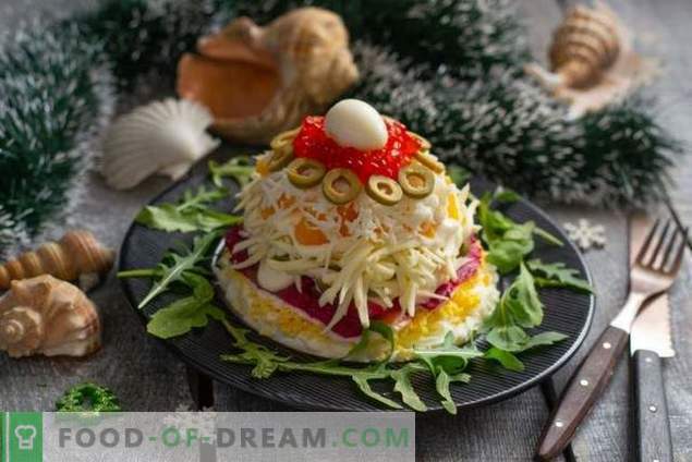 Novoletna salata z rdečimi ribami in kaviarjem