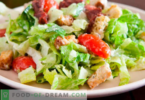 Cezar salata z lososom - pravi recepti. Hitro in okusno kuhanje Cezar salata z lososom.