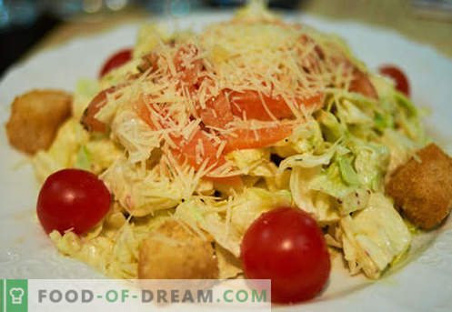 Cezar salata z lososom - pravi recepti. Hitro in okusno kuhanje Cezar salata z lososom.