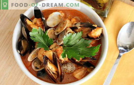 Fiskesoppa: musslor, räkor, bläckfisk, bläckfisk. Recept för matlagning soppa med skaldjur för varje smak
