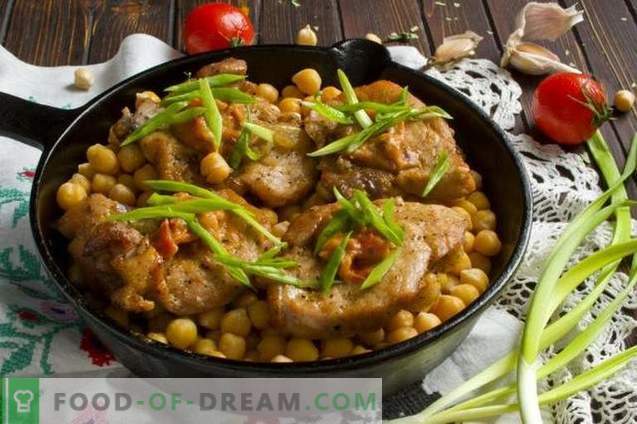Delicious pork with chickpeas and onions in the oven