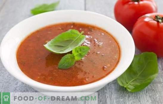 Paradižnikova juha - zdrava jed za vroča poletja in mrzle zime. Najboljše možnosti za vročo in hladno juho s paradižnikovim pirejem