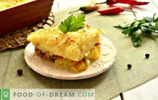 Minced meat casserole in the oven: a step-by-step recipe for a hearty meal. Potato, macaroni, mushroom stuffing casseroles (step by step recipes)