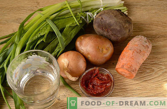 Zeleni boršč s paradižnikovimi pastami in pesa: korak po korak avtorski recept s fotografijami. Kako kuhati okusno juho kislice in pese s paradižnikovimi pastami - delite skrivnosti