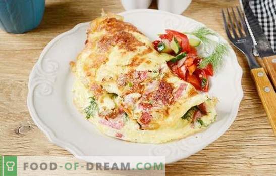 Omlet s sirom in klobaso: ne more biti lažje! Avtorski foto-recept za omlet s sirom in klobaso po korakih - kaj je skrivnost pompa omleta?