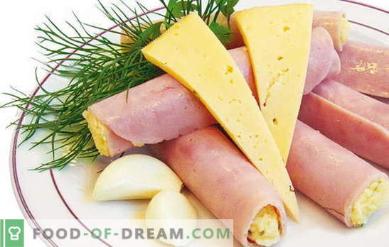 Rolls s šunko, sir in česen za zajtrk? Recepti zvitki s šunko, sirom in česnom: sprostite domišljijo!