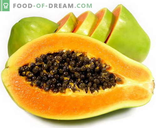 Papaya - opis, uporabne lastnosti, uporaba pri kuhanju. Recepti s papajo.