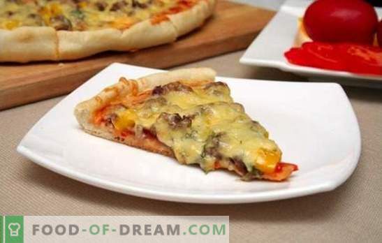 Pizza z mletim mesom - recepti za vsak okus. Kako narediti okusno in zadovoljujočo pizzo z mletim mesom - recepti s postopnim kuhanjem.