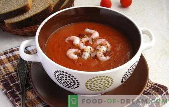 Paradižnikova juha s kozicami - aromatična poslastica. Najboljši recepti za paradižnikovo juho s kozicami in drugimi morskimi sadeži