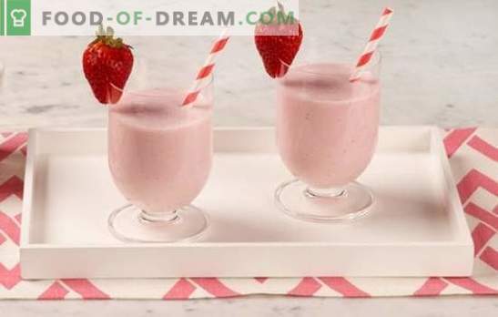 Strawberry Smoothies - kakšna okusna pijača! Kako narediti jagode s smetano, meto, banano, medom, sladoledom?