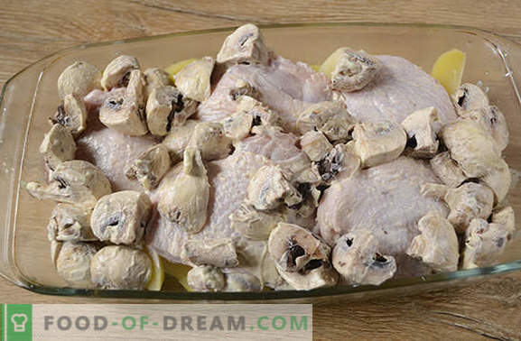 Piščanec, pečen s krompirjem: fotografski recept po korakih. Pečemo piščanca s krompirjem, poprom in gobami - najmanj truda, okusnega rezultata!