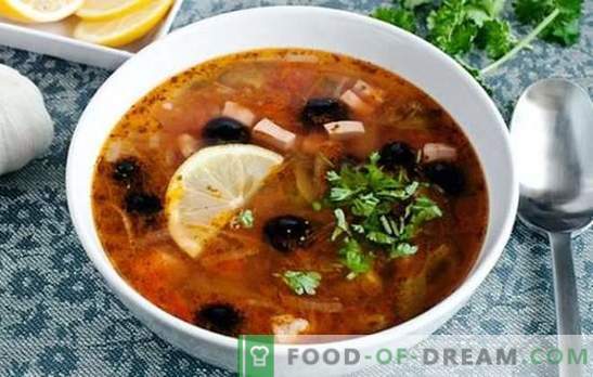 Solyanka classic s klobaso - to je juha! Recepti za pikanten, bogat, aromatičen klasičen solni kis s klobaso