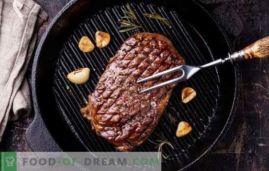 Grillitud liha pannil - maitsev, nagu looduses! Salatid mahlakas liha kohta grillpannil: veiseliha, sealiha, lambaliha, kana