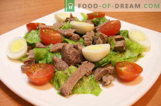 Salotos su mėsa - geriausi receptai. Kaip tinkamai ir skaniai virti mėsos salotas.