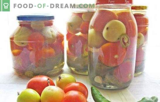 Rdeči in zeleni paradižniki z jabolki za zimo: pomagajte sami! Recepti za konzervirane, soljene in vložene paradižnike z jabolki za zimo