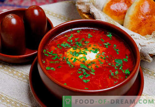 Borscht zelena, rdeča, vitka, ukrajinska - najboljši recepti. Kako pravilno in okusno kuhati juho z fižolom, gobami, kislino v počasnem štedilniku.