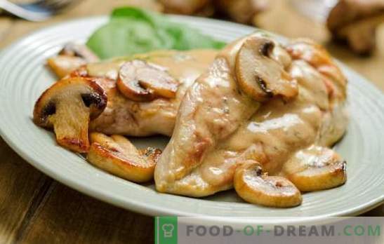 Mushroom Breast: klasična kombinacija. Piščančja prsa recepti z gobami in ... kislo smetano, ananas, sir, testo