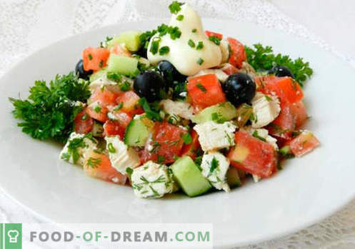 Solata z oljkami - izbor najboljših receptov. Kako pravilno in okusno kuhati solato z olivami.