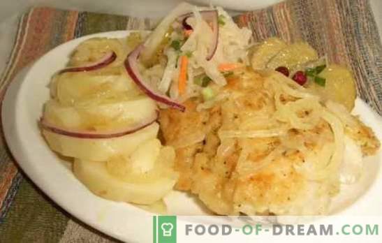 Bacalao con cebollas: preparamos pescado sano y sabroso en el horno. Recetas de bacalao con cebollas y zanahorias, verduras, queso, etc.