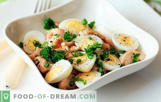 Solata z jetra trske z jajcem je hiter, okusen in zdrav prigrizek. Najboljših 10 najboljših solatnih receptov za jetra trske z jajcem