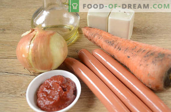 Omaka za klobase s paradižnikovimi pastami: okusna „omaka“. Postopek fotografskega recepta po korakih z tomantho omako iz navadnih klobas