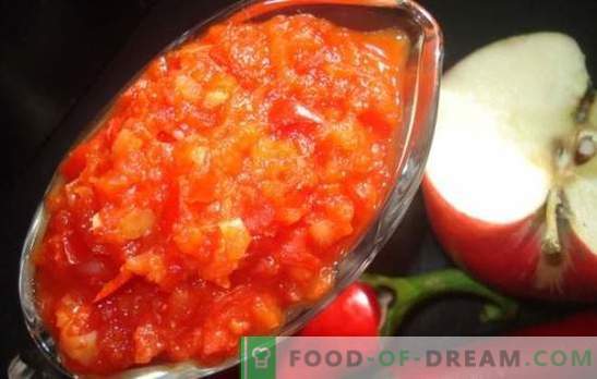 Adjika z jabolki za zimo: sladka in kisla omaka za vse priložnosti. Najboljši adjika recepti za jabolka za zimo