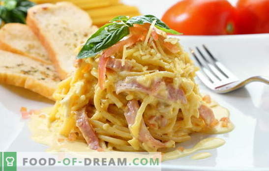 Špageti karbonara - dišijo po Italiji! Špageti karbonara recepti s slanino, gobami, šunko, piščancem, kozicami